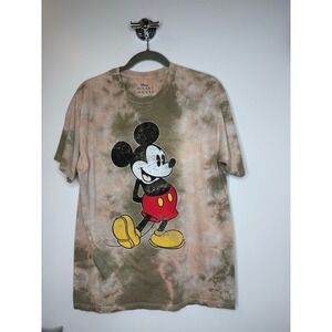 Mickey Mouse Tie Dye Khaki T Shirt Disney 1X Disney Grunge Tee